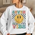 Seven Is A Vibe 7Th Birthday Smile Face Hippie Boy Girl Kid Women Sweatshirt Gifts for Her