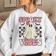 Spooky Vibes Halloween Ghost Costume Retro Groovy Women Sweatshirt Gifts for Her