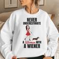 Never Underestimate A Woman With A Wiener Dachshund Women Sweatshirt Gifts for Her