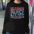 4Th Of July Labor And Delivery Nurse American Land D Nurse Women Crewneck Graphic Sweatshirt Funny Gifts