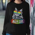 Ally Cat Straight Lgbt Supporter Gay Pride Ally Rainbow Women Sweatshirt Unique Gifts