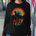 Allycat Lgbt Cat With Ally Pride Rainbow Women Crewneck Graphic Sweatshirt Funny Gifts