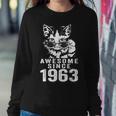 Awesome Since 1963 60Th Birthday 60 Year Old Cat Lovers Women Sweatshirt Funny Gifts