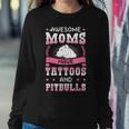 Awesome Moms Have Tattoos And Pitbulls Pit Bull Terrier Women Sweatshirt Unique Gifts