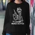 Never Better Coffee Drinking Skeleton Lazy Diy Halloween Women Sweatshirt Unique Gifts