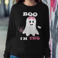 Boo I'm Two Ghost Second 2Nd Birthday Groovy Halloween Girls Women Sweatshirt Unique Gifts