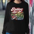 Bowling Party Rolling Into 50 Bowling Birthday Women Crewneck Graphic Sweatshirt Funny Gifts