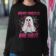 Breast Cancer Is Boo Sheet Ghost Halloween Awareness Groovy Women Sweatshirt Funny Gifts
