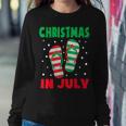 Christmas In July Flip Flops Funny Beach Summer Kids Toddler Women Crewneck Graphic Sweatshirt Funny Gifts