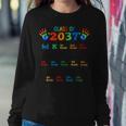 Class Of 2037 Grow With Me Color Handprint Pre-K 12Th Grade Women Crewneck Graphic Sweatshirt Unique Gifts