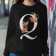Floral Alphabet Letter First Name With Q Flower Women Sweatshirt Unique Gifts