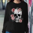 Floral Sugar Skull Rose Flowers Mycologist Gothic Goth Women Sweatshirt Unique Gifts