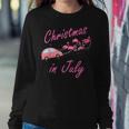 Funny Cute Flamingo Pink Camping Car Christmas In July Women Crewneck Graphic Sweatshirt Funny Gifts