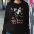 Halloween Icu Er Nurse Working The Pole Skeleton Dance Women Sweatshirt Funny Gifts