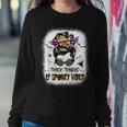 Thicks Thighs Spooky Vibes Skull Messy Bun Halloween Women Sweatshirt Personalized Gifts