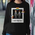 Gay Couple Just Married Rainbow Lgbt Wedding Men Husband Women Sweatshirt Unique Gifts