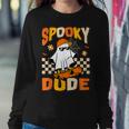 Ghost Skateboard Spooky Dude Groovy Halloween Boo Boys Women Sweatshirt Unique Gifts