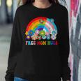 Groovy Flower Retro Rainbow Free Mom Hugs Lgbtq Pride Month Women Sweatshirt Unique Gifts