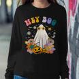 Groovy Hey Boo Cute Ghost Pumpkin Halloween Girls Women Sweatshirt Unique Gifts