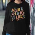 Groovy Hippie 9 Is A Vibe 9Th Birthday Party Decoration Women Crewneck Graphic Sweatshirt Unique Gifts