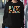Happy First Day Of School Groovy Back To School Teacher Women Sweatshirt Funny Gifts
