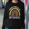 Happy First Day Of School Rainbow Leopard Teacher Student Women Sweatshirt Funny Gifts