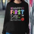 Happy First Day Lets Do This Welcome Back To School Teacher Women Crewneck Graphic Sweatshirt Funny Gifts