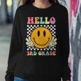 Hello 3Rd Grade Hippie Smile Face Back To School First Day Women Sweatshirt Funny Gifts