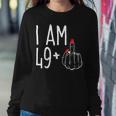 I Am 49 Plus 1 Middle Finger Funny 50Th Womens Birthday Women Crewneck Graphic Sweatshirt Unique Gifts