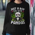Just A Boy Who Loves Pandas Funny Panda Lover Women Crewneck Graphic Sweatshirt Unique Gifts