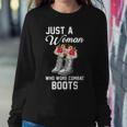 Just A Woman Who Wore Combat Boots Women Sweatshirt Unique Gifts