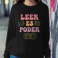 Leer Es Poder Groovy Spanish Teacher Bilingual Maestra Women Sweatshirt Unique Gifts