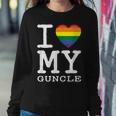 I Love My Guncle Gay Homosexual Rainbow Heart Uncle Nephew Women Sweatshirt Unique Gifts