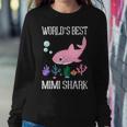 Mimi Grandma Gift Worlds Best Mimi Shark Women Crewneck Graphic Sweatshirt Funny Gifts