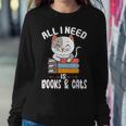 All I Need Is Books And Cats Cat Lover Kitten Reading Women Sweatshirt Unique Gifts