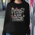 Peace Love And The Oxford Comma English Grammar Humor Flower Women Sweatshirt Unique Gifts