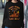 Pour Some Gravy On Me Button Up Groovy Thanksgiving Turkey Women Sweatshirt Unique Gifts