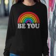 Be You Pride Lgbtq Gay Lgbt Ally Rainbow Flag Retro Galaxy Women Sweatshirt Unique Gifts