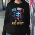 Red White & Boozy Patriotic American Whiskey Drinker Alcohol Women Sweatshirt Unique Gifts