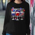 Red White Blue Three Wine Glasses American Flag 4Th Of July Women Sweatshirt Unique Gifts