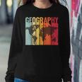 Retro Geography Teacher Cartography Geographer World Map Women Sweatshirt Unique Gifts