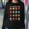 Retro Groovy Rainbow Feelings Chart Hippie Smile Face Trendy Women Sweatshirt Unique Gifts