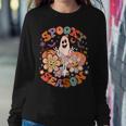 Retro Hippie Spooky Season Cute Ghost Halloween Girls Women Sweatshirt Unique Gifts