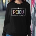 Retro Pcicu Nurse Icu Pediatric Cardiac Rainbow Tiny Humans Women Crewneck Graphic Sweatshirt Funny Gifts