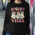 Spooky Vibes Halloween Ghost Costume Retro Groovy Women Sweatshirt Unique Gifts