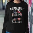 Tennessee Girls Trip 2023 Messy Bun Usa American Flag Women Sweatshirt Funny Gifts