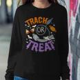 Trach Or Treat Nurse Respiratory Therapist Icu Rn Halloween Women Sweatshirt Funny Gifts