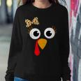 Turkey Face Girl Leopard Bow Thanksgiving Costume Turkey Women Sweatshirt Unique Gifts