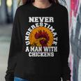 Never Underestimate A Man With Chickens Farmer Chicken Women Sweatshirt Personalized Gifts