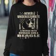 Never Underestimate Woman And A Beagle Usa Flag Women Sweatshirt Unique Gifts